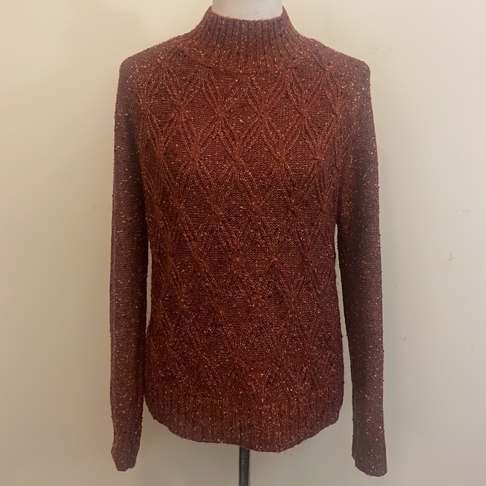 Loft Rust Color Mock Neck Sweater Size Large